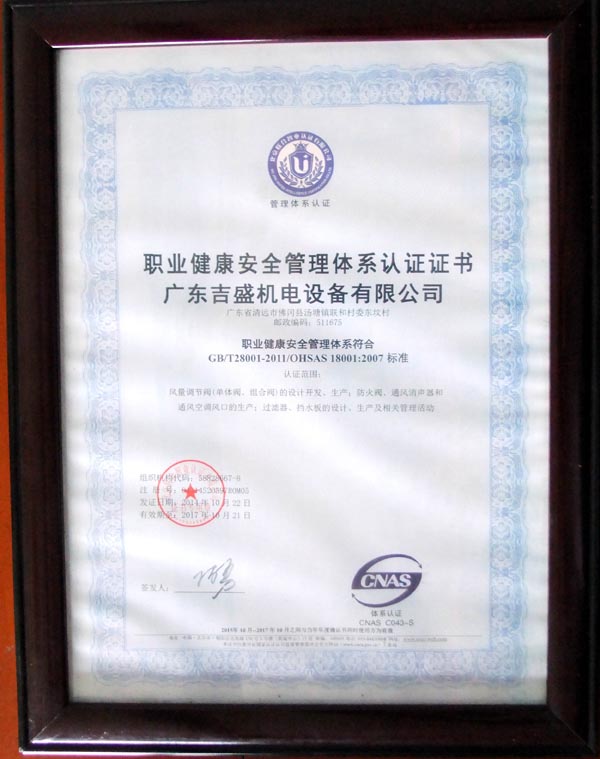 健康安全體系證書01